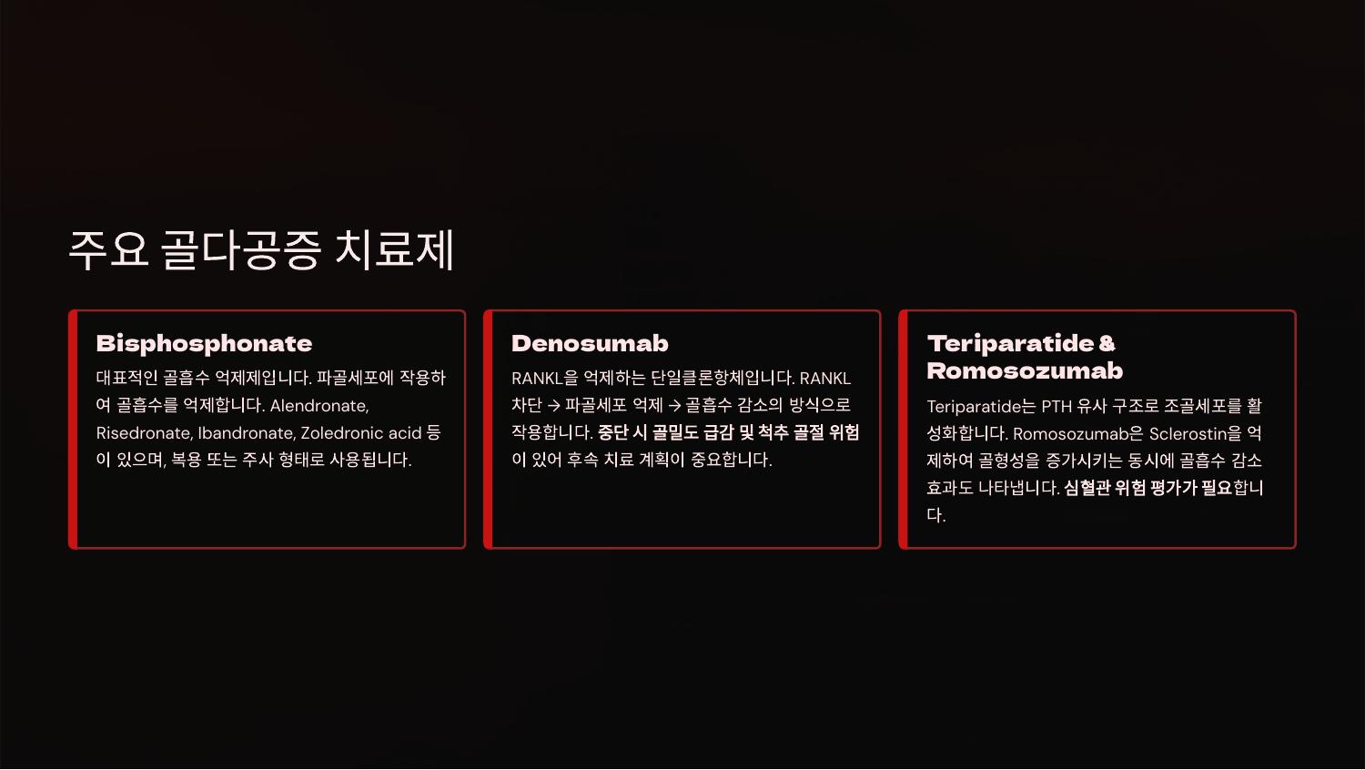 주요 골다공증 치료제