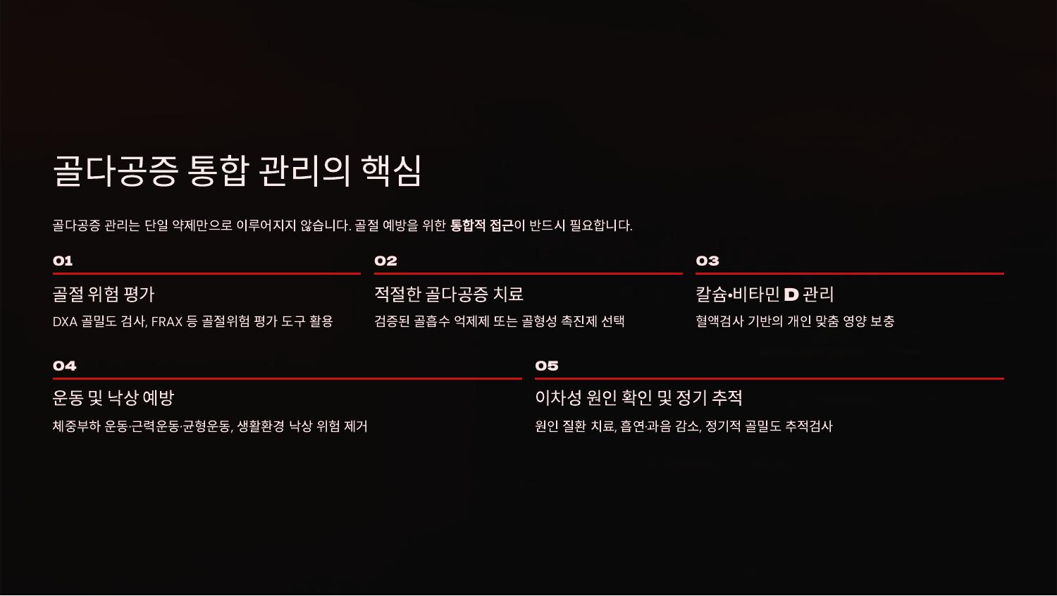 골다공증 통합 관리의 핵심