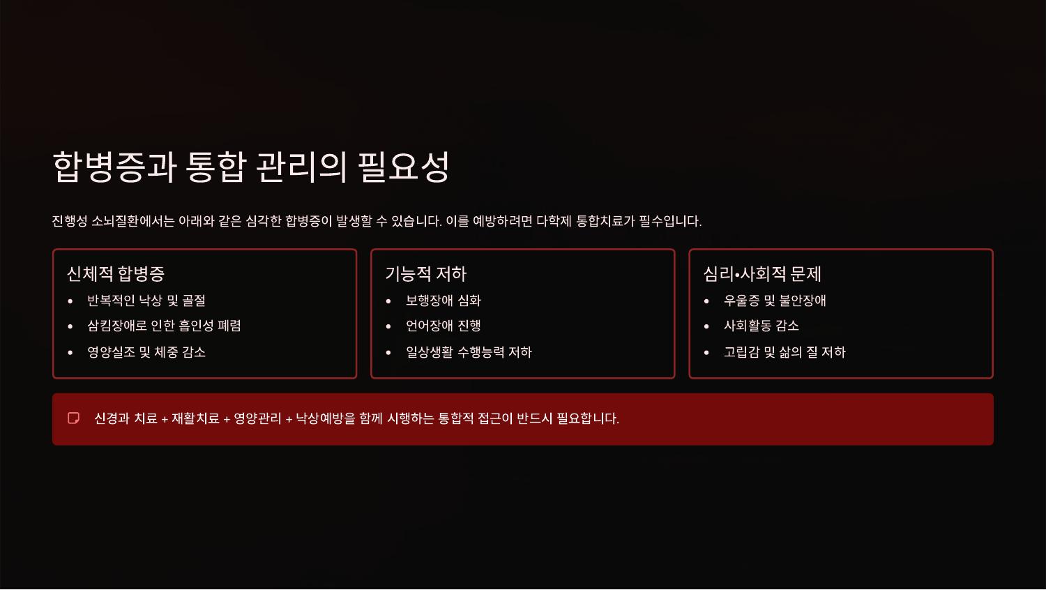 합병증과 통합 관리의 필요성